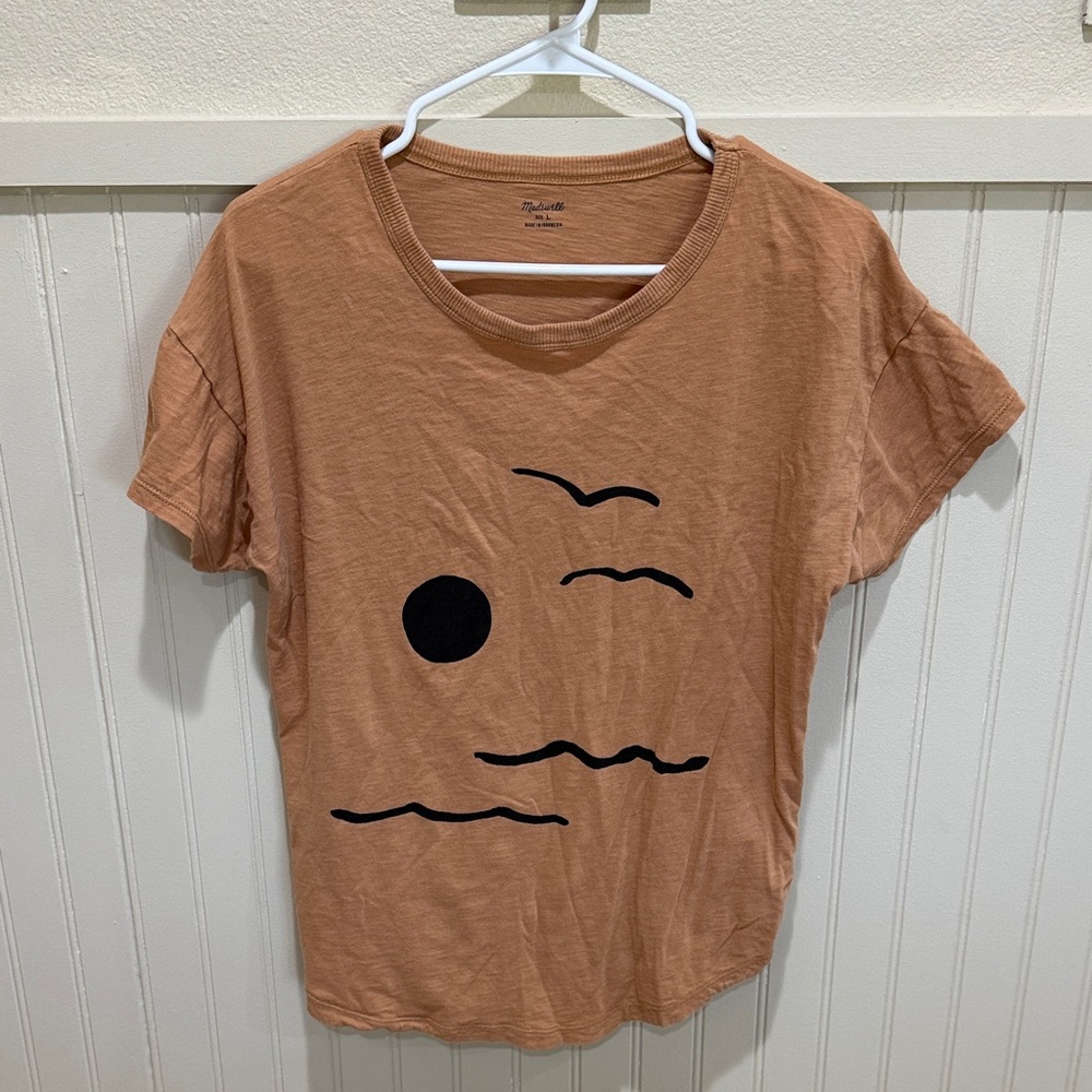 Madewell Tan T-Shirt with Black Print